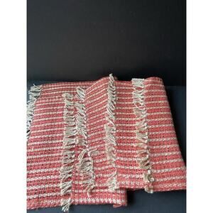 Placemats Raffia Straw Woven Orange Tan Boho Set (4) Coastal Cottagecore